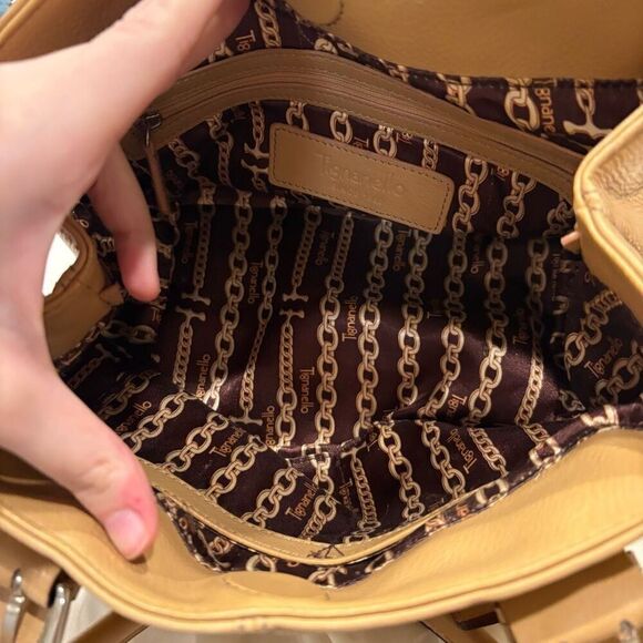 Tignanello Camel Tan Pebbled Leather Satchel Handbag Purse ECU - Picture 9 of 12
